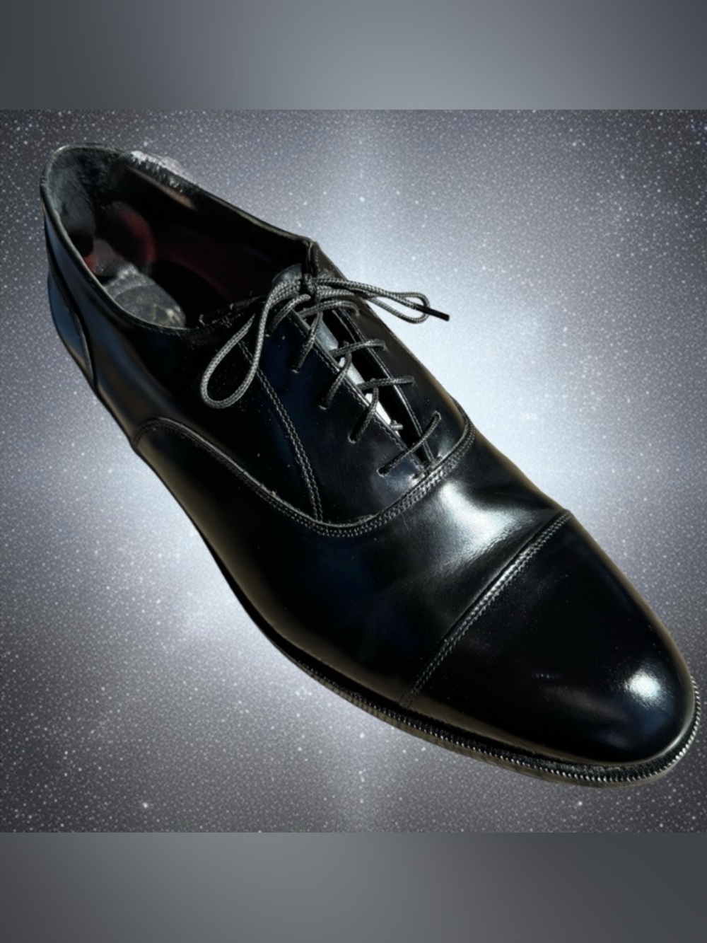 Florsheim Classic Black Leather Cap Toe Oxford Lace Up Dress Shoe 10D #20363 - Picture 2 of 14